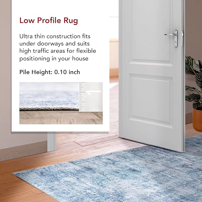 nuLOOM Katia Modern Abstract Machine Washable Ultra Thin Area Rug, 8' x 10', Blue