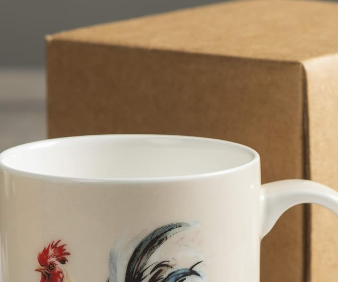 Maison d' Hermine Coffee Mug with Handles Tea Cups (12 Ounce, Pack of 1) | Fine Bone China Coffee Mugs for Hot Beverages Cappuccino Latte Home Restaurant Hotel Spring Summer -Campagne - Coq