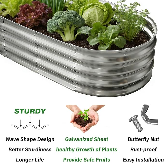Galvanized Raised Garden Bed for Outdoor: 4X2X1ft Durable Metal Vegetable Plant Container Kit(2 Pack)