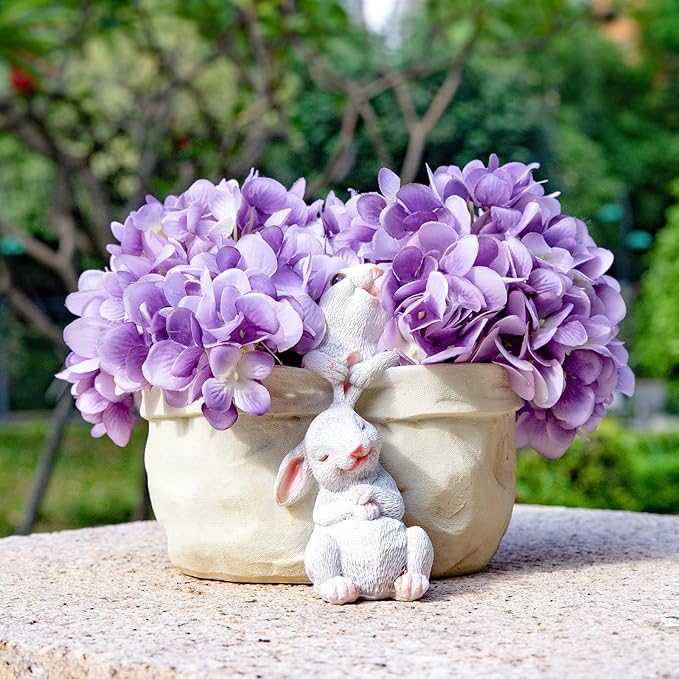 Rabbit Flower Pot Succulent Planter Garden Pots, Easter Decorative Flower Pot,Animal Shaped Cartoon Planter Pots,Art Decorations(with Drainage Hole)