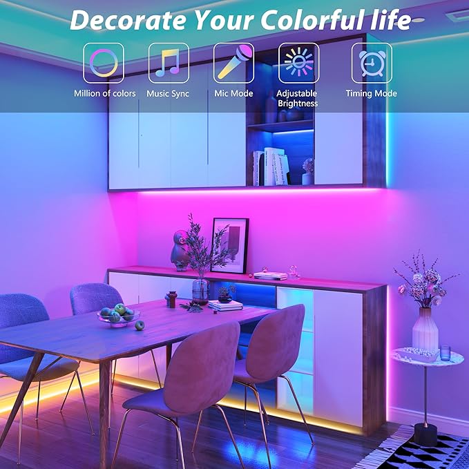 100ft(2*50ft) Outdoor Led Strip Lights Waterproof, Ip68 Outside Led Light Strip Waterproof with Remote and App Control, Exterior Led Rope Lights Music Syne RGB Strip Lights for House Party