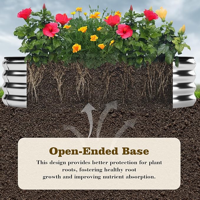 Galvanized Metal Planter Raised Garden Bed Kit for Gardening Outdoor,8x2x1ft Planter Grow Garden Box Raised Flower Bed,Long Vegetable Clearance Herb Raised Garden Beds for Gardening