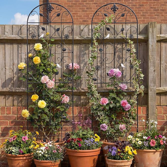 Trellis for Climbing Plants Outdoor, (2 Pack 70.8x19.6-inch), Generic Metal Garden Trellis, Rustproof, Easy Assembly,(Black)