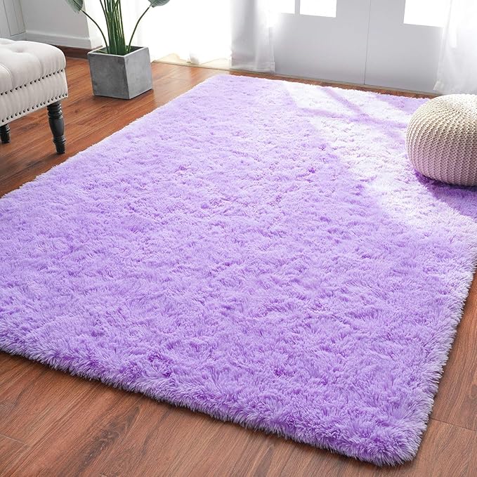Softlife Ultra Soft Fluffy Area Rugs for Bedroom, Girls and Boys Room Kids Room Nursery Large Rug, 5.3 x 7.6 Feet Shaggy Fur Indoor Plush Modern Floor Carpet for Living Room Christmas Decor, Purple