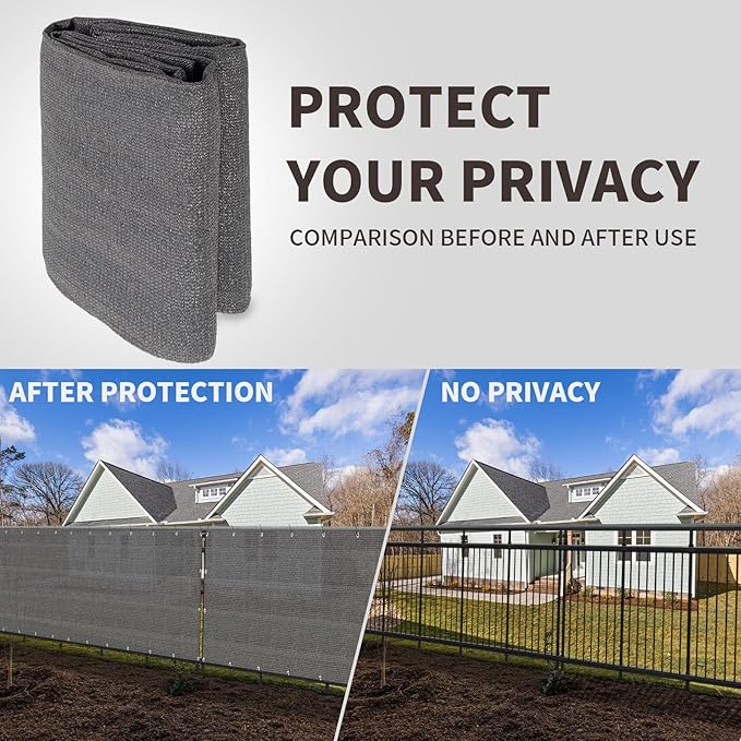 LOVE STORY Custom Size 3'x26' Dark Grey Balcony Privacy Screen,UV Block Privacy Fence Screen,90% Shield for Outdoor Pool Garden Apartment Railing