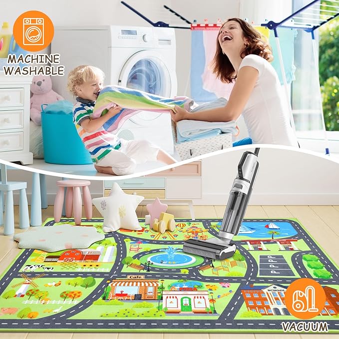 HEBE Kids Play Rug 3'4"x5' ABC Alphabet Numbers Shapes Educational Kid Area Rug Washable Baby Crawling Mat Non Slip Kid Play Mat Carpet for Girl Boy Bedroom Playroom