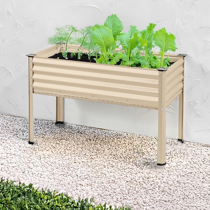 Best Choice Products 48x24x30in Galvanized Raised Garden Bed, Metal Elevated Planter Box, Vegetable Garden for Backyard, Patio, Balcony - Beige