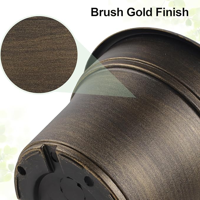 16 inch Plant Pots Outdoor Planters,4 Pack Large Plastic Flower Pot For Indoor Plants With Drainage Holes & Saucer, Resin Decorative Container Sets With Trays For House Outdoor Garden Plant Dark Gold