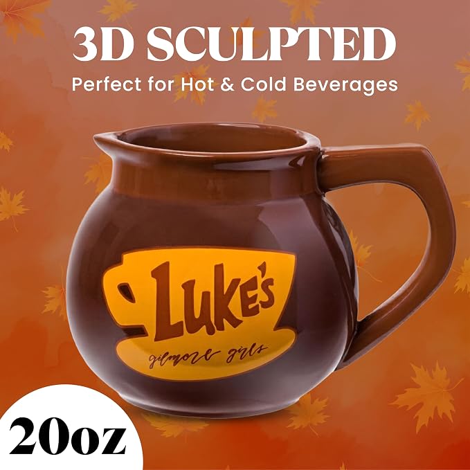 Silver Buffalo Gilmore Girls Luke's Coffee Pot, 3D Sculpted Mug, 20oz | Ceramic, 0.59 Liters