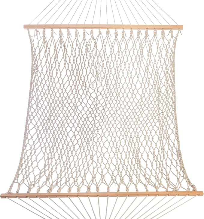 Castaway Living 13 ft. Double Traditional Hand Woven Cotton Rope Hammock – 2-Person, 450 lb Capacity, Free Extension Chains & Tree Hooks, Designed in The USA