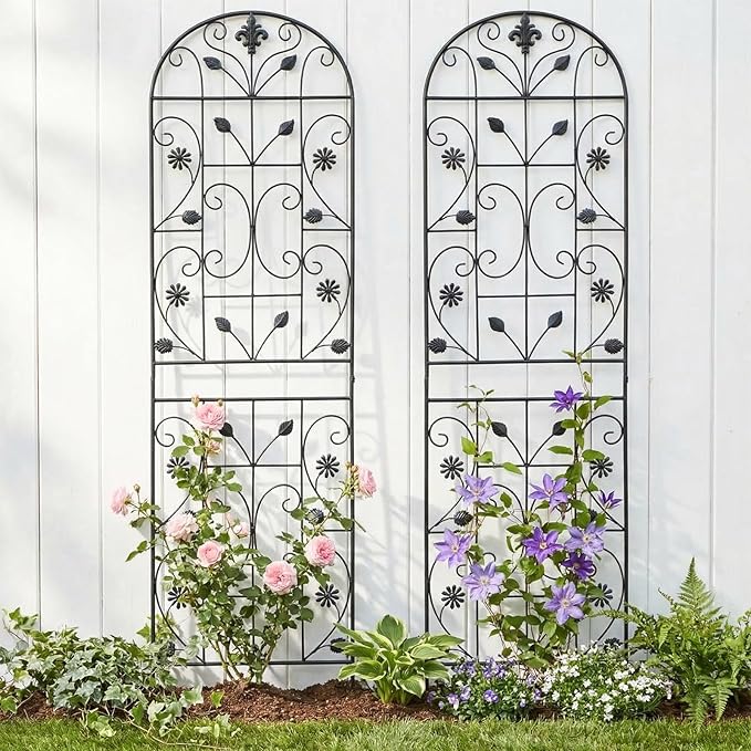 Trellis for Climbing Plants Outdoor, (2 Pack 70.8x19.6-inch), Generic Metal Garden Trellis, Rustproof, Easy Assembly,(Black)