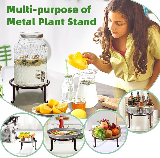 Plant Stand Indoor 5 Pack Brown Metal Plant Stands Outdoor Heavy Duty Flower Pot Stands for Multiple Plants Rustproof Iron Round Plant Holder for Plants Indoor Planter for outdoor plants & Garden Decor 