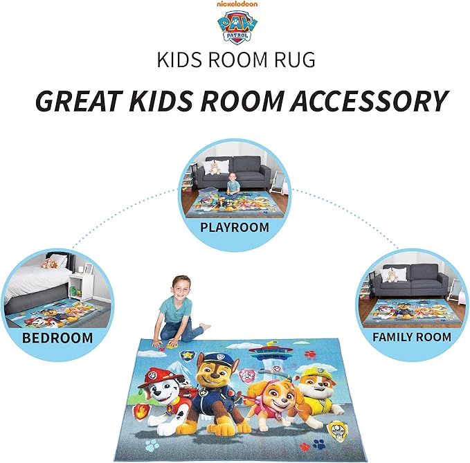 Franco Paw Patrol Kids Room Decor Bundle with Area Rug (69 in x 52 in) and Window Curtains (82 in x 63 in)