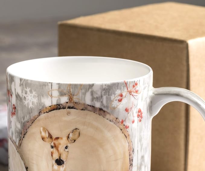 Maison d' Hermine Coffee Mug with Handles Tea Cups (12 Ounce, Pack of 1) | Fine Bone China Coffee Mugs for Hot Beverages Cappuccino Latte Home Restaurant Hotel Spring Summer -Mountain Life - Winteralp