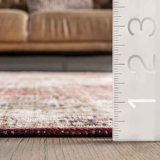 nuLOOM Emani Machine Washable Medallion Ultra Thin Area Rug, 5' x 8', Multi