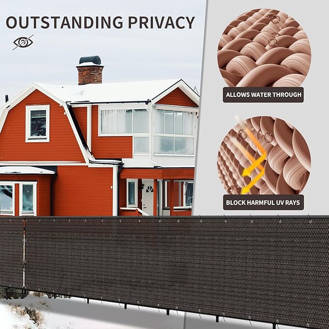 LOVE STORY Custom Size 3.3'x20' Brown Balcony Privacy Screen,UV Block Privacy Fence Screen,90% Shield for Outdoor Pool Garden Apartment Railing