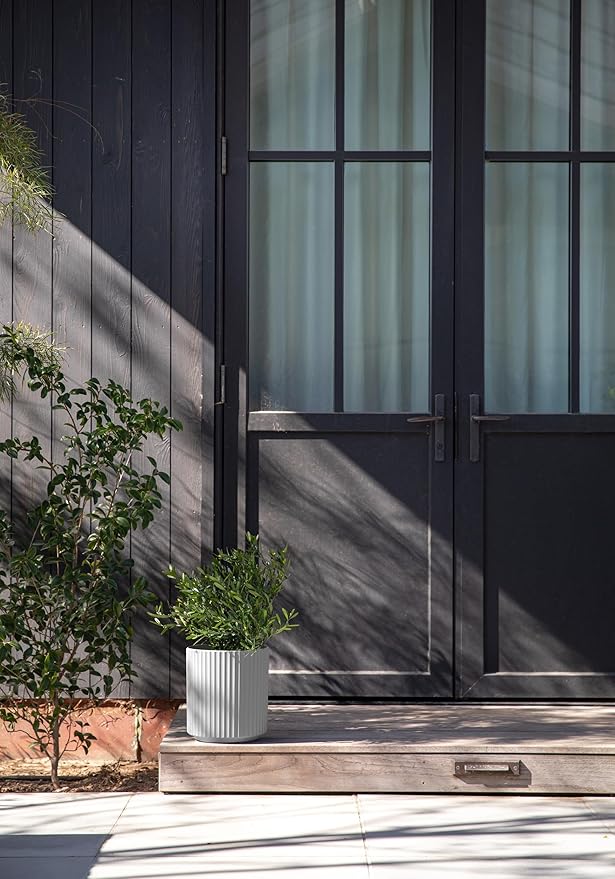 Veradek Demi Series Round Planter for Porch, Patio, Backyard | Durable Plastic-Concrete Material | Modern Décor for Tall Plants, Flowers