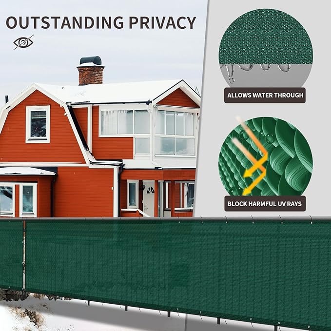 LOVE STORY Custom Size 3'x7' Dark Green Balcony Privacy Screen,UV Block Privacy Fence Screen,90% Shield for Outdoor Pool Garden Apartment Railing