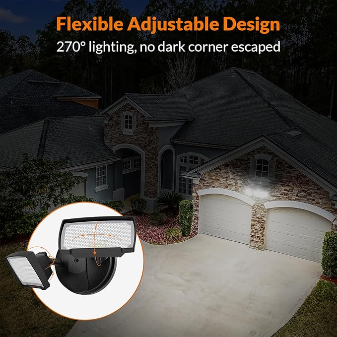 LEPOWER 28W 3000LM LED Security Flood Light Outdoor, Switch Controlled Aluminum Security Light, 2 Adjustable Heads, 5500K Daylight, IP65 Waterproof, Wet Location for Patio, Garden, Yard Lights