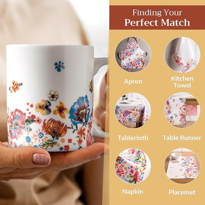 Maison d' Hermine Coffee Mug with Handles Tea Cups (15 Ounce, Pack of 1)