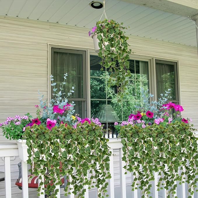 Hollyone Artificial Hanging Plants 35.4" Fake Ivy Vine Faux Ivy Leaves Fire and UV Resistant Hanging Plant Wall Greenery for House Room Patio Indoor Outdoor Home Shelf Office Wedding Decor
