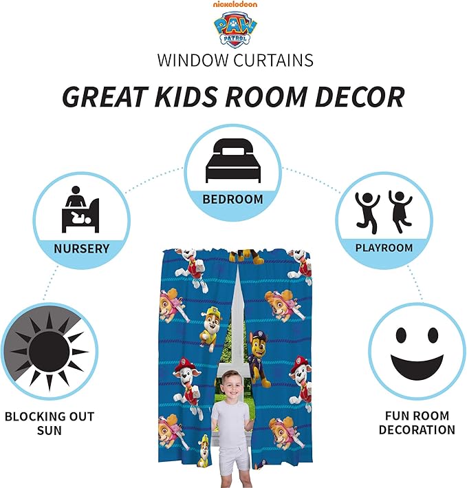 Franco Paw Patrol Kids Room Decor Bundle with Area Rug (69 in x 52 in) and Window Curtains (82 in x 63 in)