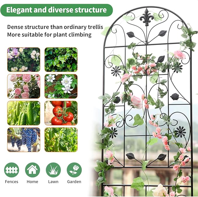 Trellis for Climbing Plants Outdoor, (2 Pack 70.8x19.6-inch), Generic Metal Garden Trellis, Rustproof, Easy Assembly,(Black)