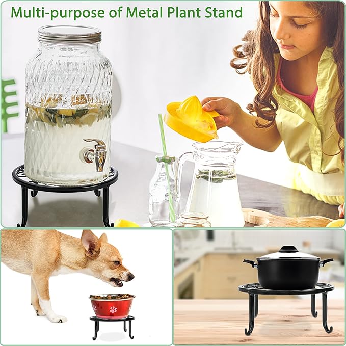 Metal Plant Stand 5 Pack Plant Stands for Indoor Outdoor Plants Multiple Heavy Duty Flower Pot Stand Holder Rustproof Iron Round Plant Shelf for Planter Outdoor Plant Stand for Patio & Garden Décor