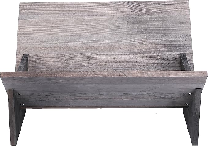 MyGift Rustic Barnwood Gray Desktop Bookcase with Tilted Design, Decorative Storage Organizer Display Bookshelf