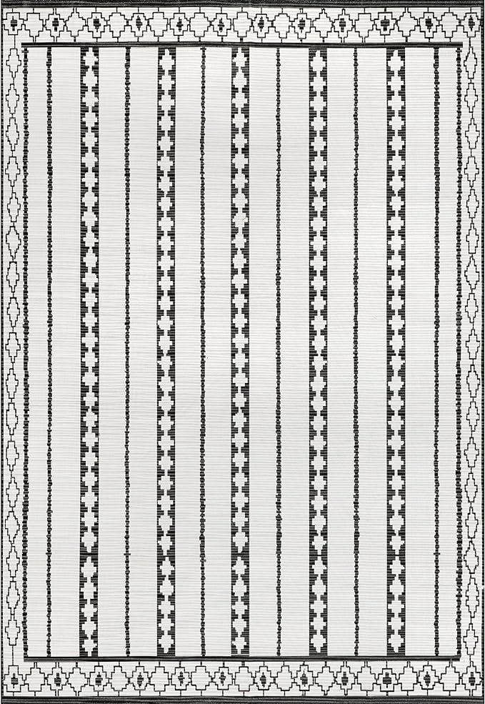 nuLOOM Elsy Modern Tribal Machine Washable Ultra Thin Area Rug, 5' x 8', Ivory
