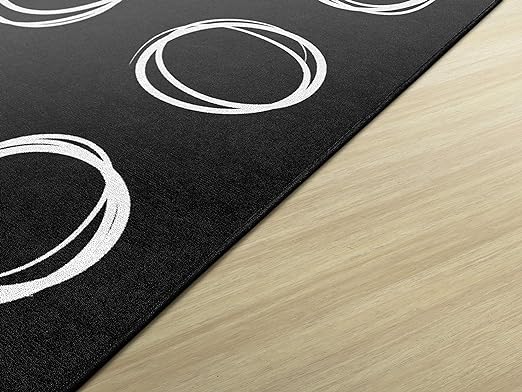 Flagship Carpets Circle Sampler Abstract Educational Area Rug for Kids Room or Childrens Classroom Carpet, Playroom or Home Learning, 7'6" x 12', Black