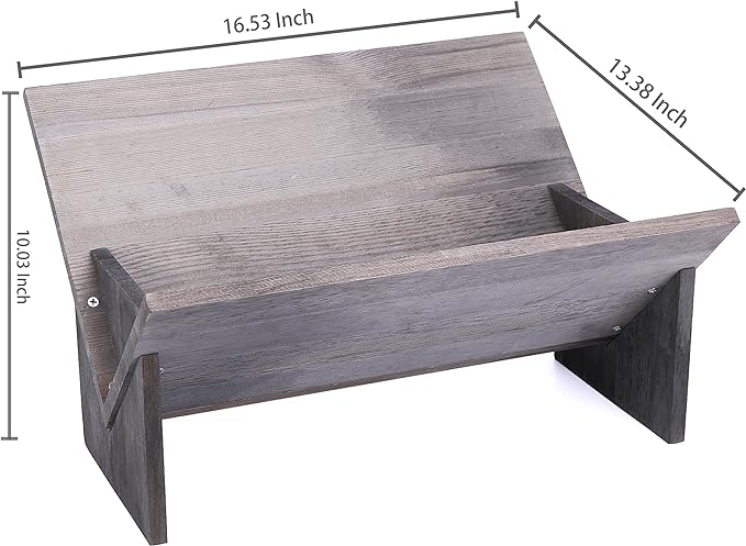 MyGift Rustic Barnwood Gray Desktop Bookcase with Tilted Design, Decorative Storage Organizer Display Bookshelf