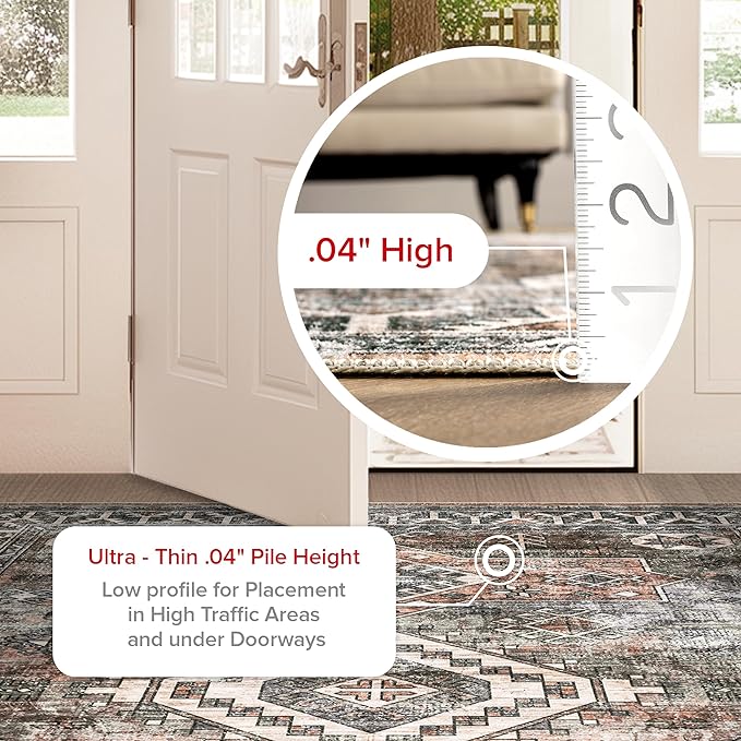 nuLOOM 2x3 Machine Washable Rain Haven Vintage Medallion Area Rug, Rust, Traditional Faded Design, Non-Slip Backing, Stain Resistant, For Bedroom, Dining Room, Living Room, Kitchen