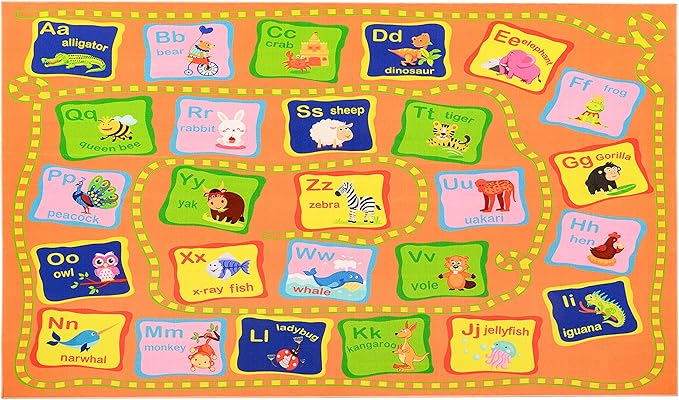 Kid ABC Rug 39x59 inches,Alphabet Rug Non Slip Colorful Kids Rug,abc Kids Carpet Children Educational Learn Fun Rug,abc Mat for Kids Babies Toddler Kids Area Rug for Nursery Daycare Playroom Classroom