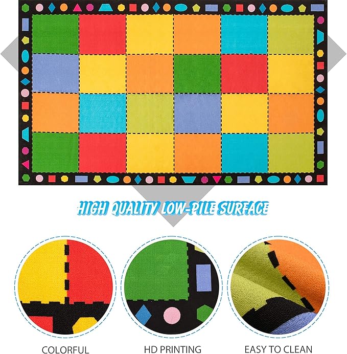 Booooom Jackson Classroom Rug, Large ClassroomSeating Rug 7'5"x13'Classroom Carpet with Non-Slip Backing, Elementary Classroom Area Rug Preschool Rug
