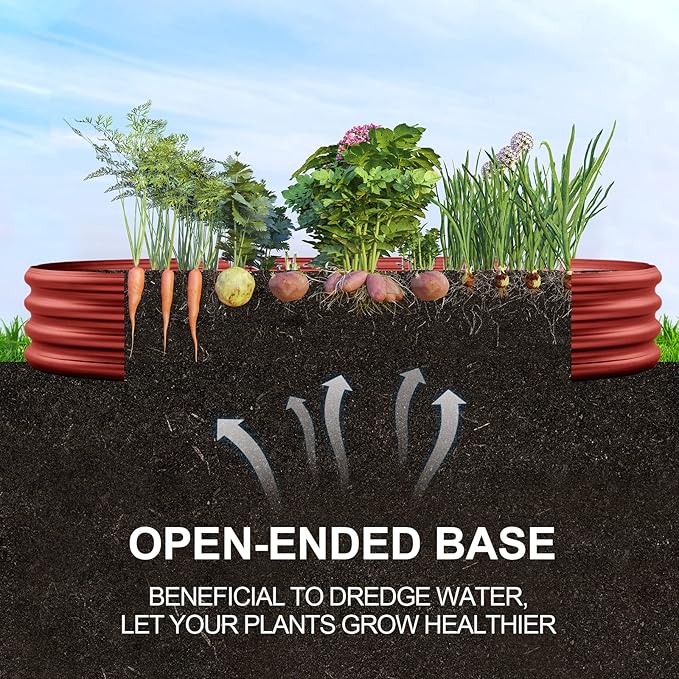 Land Guard Galvanized Raised Garden Bed Kit, Planter Boxes Outdoor, Oval Large Metal Beds for Vegetables(Brown)……