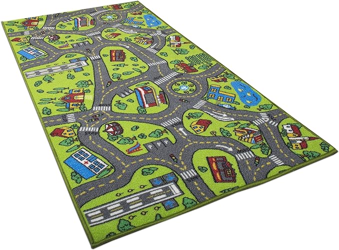 Kids Carpet City Play Mat - Play, Learn & Have Fun Safely - For Cars & Toys, 60" x 32" Large