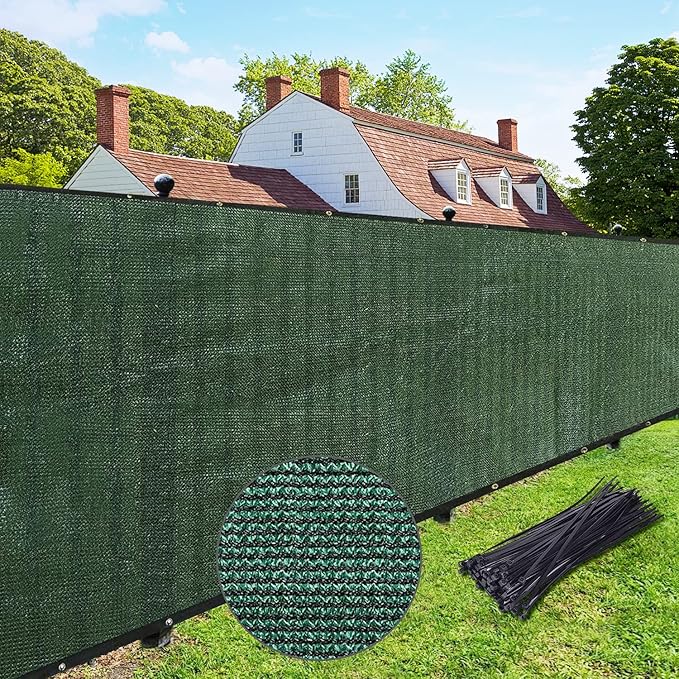 UPGRADE Privacy Fence Screen 5'x60' Dark Green Outdoor 90% Visibility Blockage 170 GSM Mesh Shade Cover Panels for Backyard,Balcony,Home Decoration with Zip Ties,Customized Avaliable