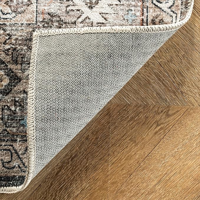 nuLOOM Gracie Distressed Medallion Machine Washable Ultra Thin Accent Rug, 2' x 3', Peach