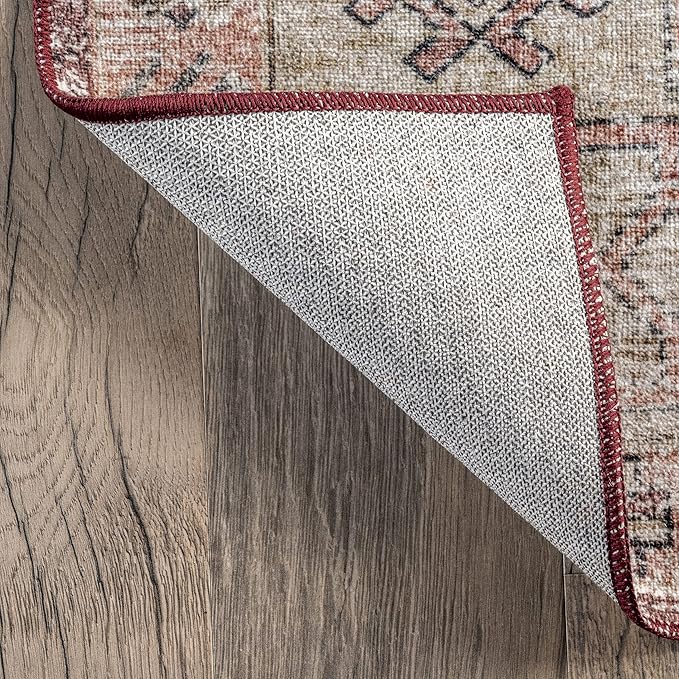 nuLOOM Emani Machine Washable Medallion Ultra Thin Area Rug, 5' x 8', Multi