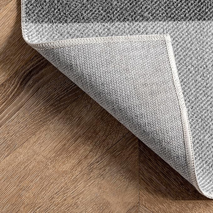 nuLOOM Lucy Machine Washable Farmhouse Buffalo Plaid Ultra Thin Accent Rug, 2' x 3', Grey