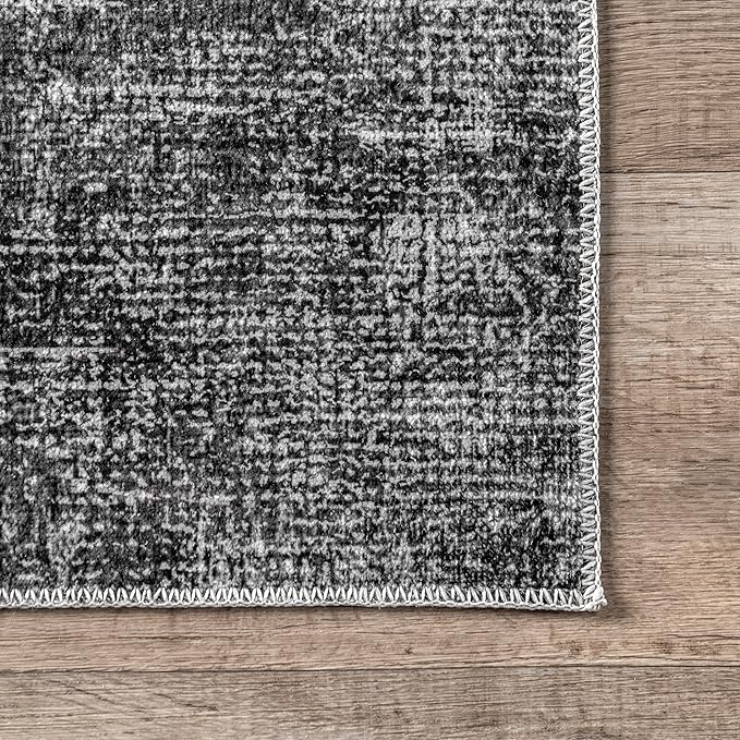nuLOOM Corinna Modern Abstract Machine Washable Ultra Thin Area Rug, 5' x 8', Charcoal