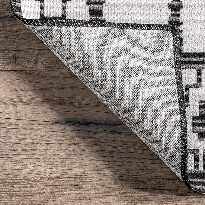 nuLOOM Elsy Modern Tribal Machine Washable Ultra Thin Area Rug, 5' x 8', Ivory