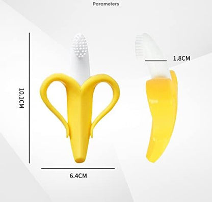 Banana Teether, Soothing Pain Relief Soft Silicone Train Baby Toothbrush, Teething Toys for Babies, Toddlers, Infants, BPA Free for Oral Hygiene, Food Grade, Soothes Babies Sore Gums