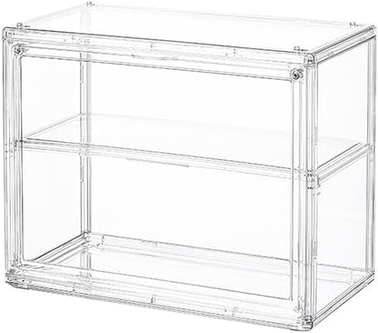 BOHOIDEE 2 Tiers Clear Display Case for Figures, Acrylic Storage Organizers Box with Magnetic Door, Wall-Mounted Dustproof Showcase for Collectibles Action Figure
