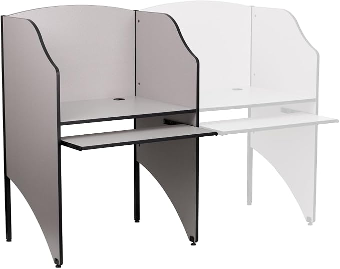 Flash Furniture Kevin Starter Student Study Carrel for Testing Centers and Classrooms, Starter Study Carrel Unit/Private Student Testing Desk, Gray