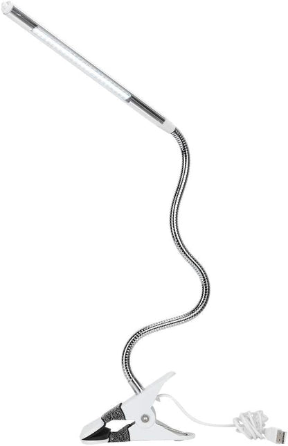 FILFEEL LED Clip - Portable Flexible Neck Desk Light for Tattoo/Manicure/Makeup USB Interface(Pearl White)
