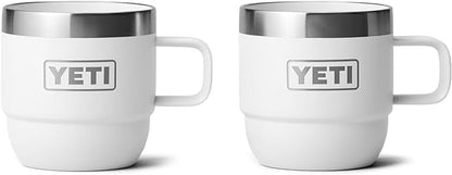 YETI Rambler 6 oz Stackable Mug, Stainless Steel, Vacuum Insulated Espresso/Coffee Mug, 2 Pack