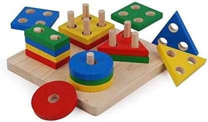 PlanToys® Wooden Shape Sorter Toy for Toddlers | Montessori Educational Learning Toy for Color & Shape Recognition | Eco-Friendly Fine Motor Skills Toy for Preschool Math & STEM Development