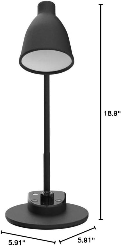 BOHON LED Desk Lamp with USB Charging Port 3 Color Modes Dimmable Reading Light Intelligent Induction Auto Dimming Task Lamp Flexible Gooseneck Table Lamp for Bedside Office, AC Adapter Include